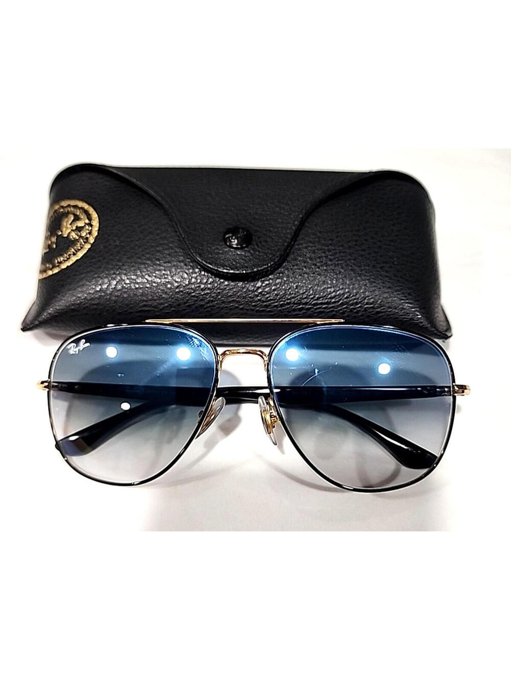 Ray Ban RB3683 9000/3F Gold Metal Blue Gradient Sunglasses 56-15 135 Case